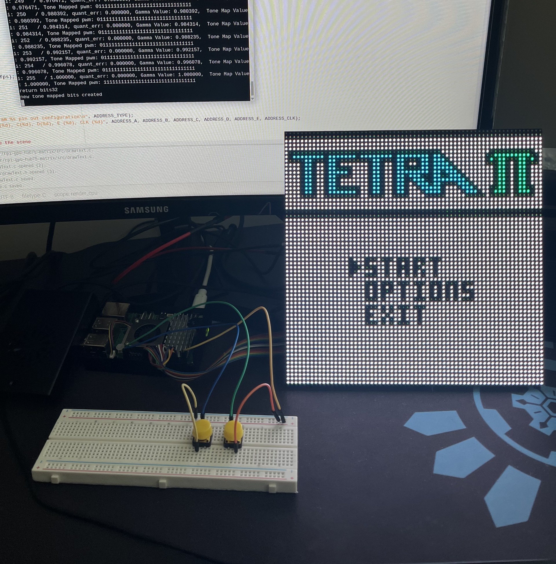 microcontroller project with breadboard and serial numberpad
